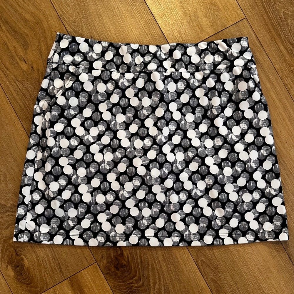 Coral Bay Golf Skort Womens Large Black White Polka Dot Active Skirt Pockets
